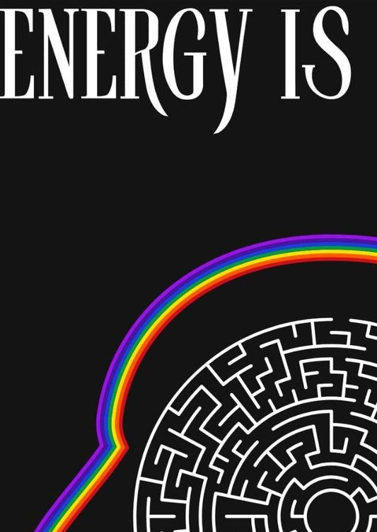 E-book cover with a labyrinth design in a head silhouette and 'Energy is Sacred' .empowering guide for women energy and self care