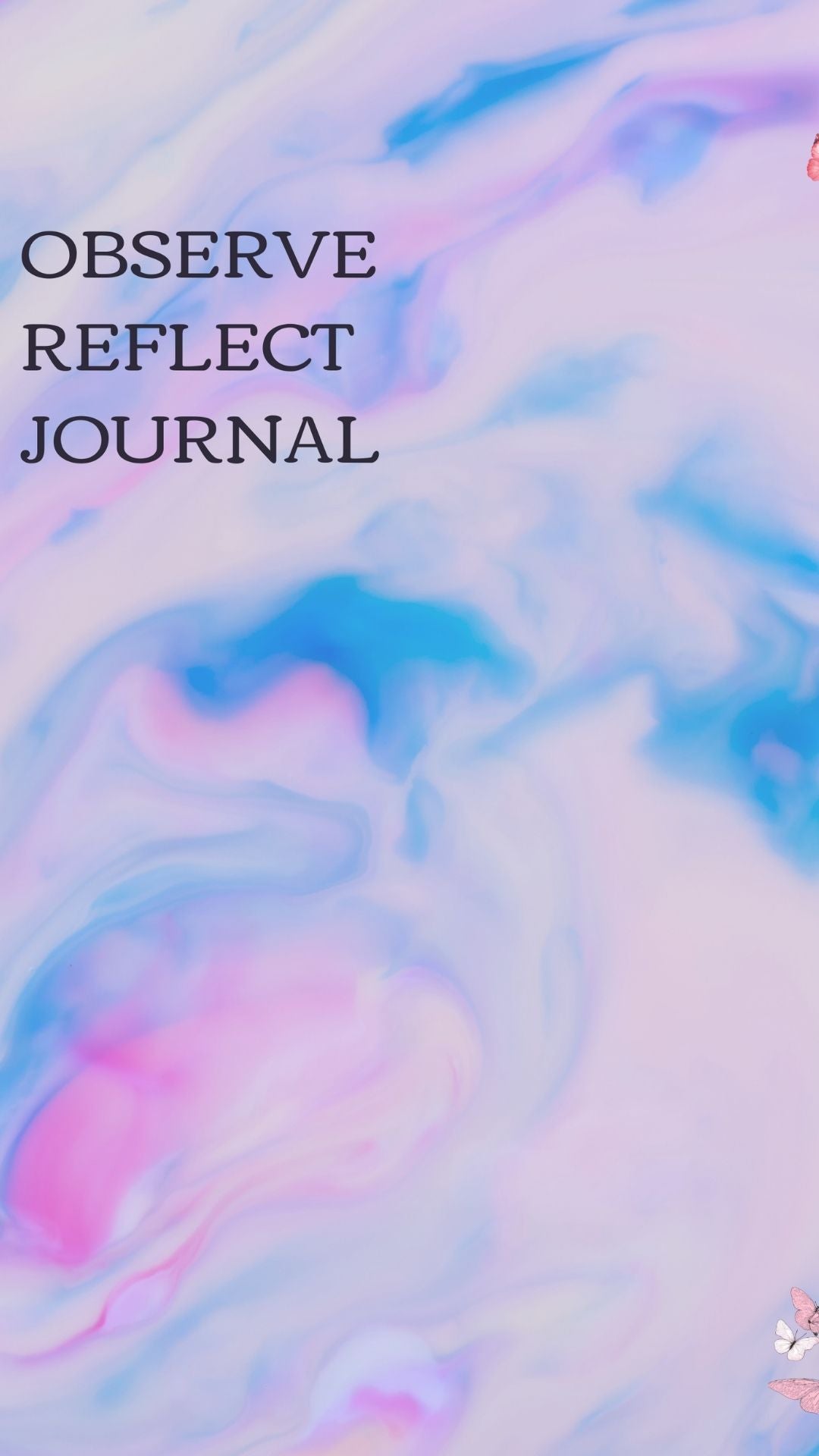 Digital journal cover with abstract design and purple sky  background, self help guide, reflect journal