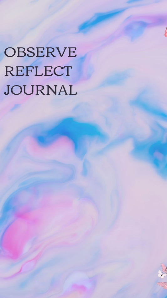 Digital journal cover with abstract design and purple sky  background, self help guide, reflect journal